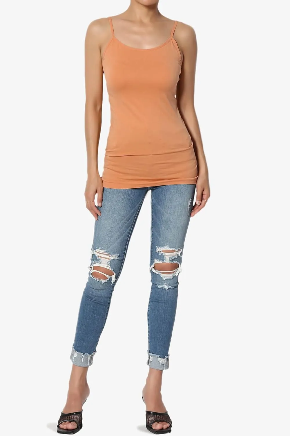 TheMogan Women's Essentials Slim Fit Stretch Seamless Camisole Top Spaghetti Strap Tanks
