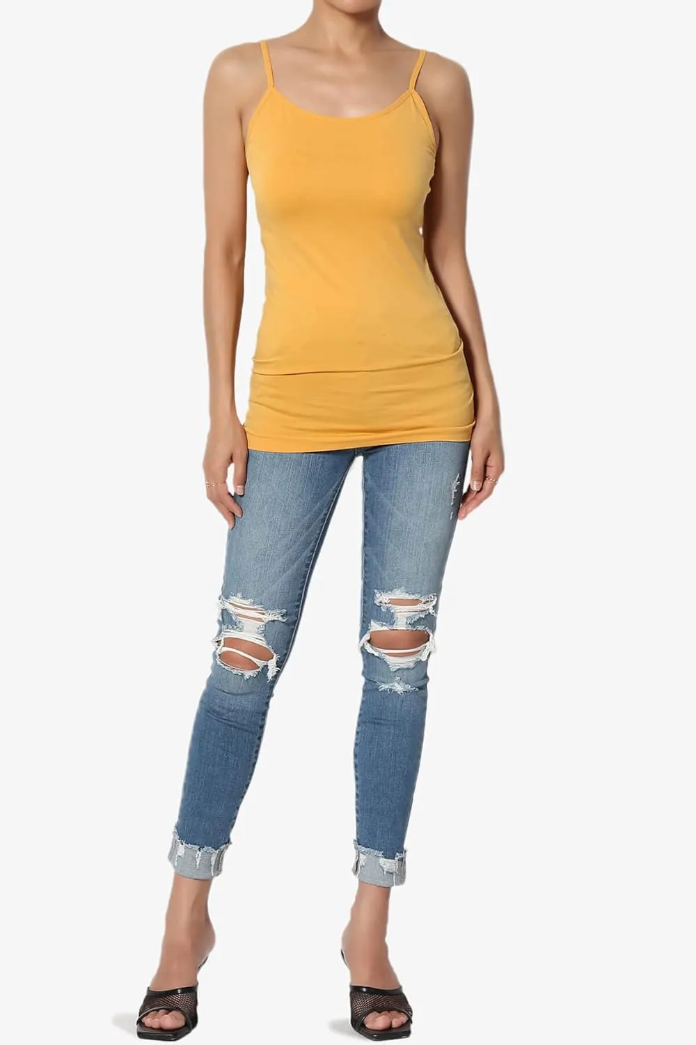 TheMogan Women's Essentials Slim Fit Stretch Seamless Camisole Top Spaghetti Strap Tanks