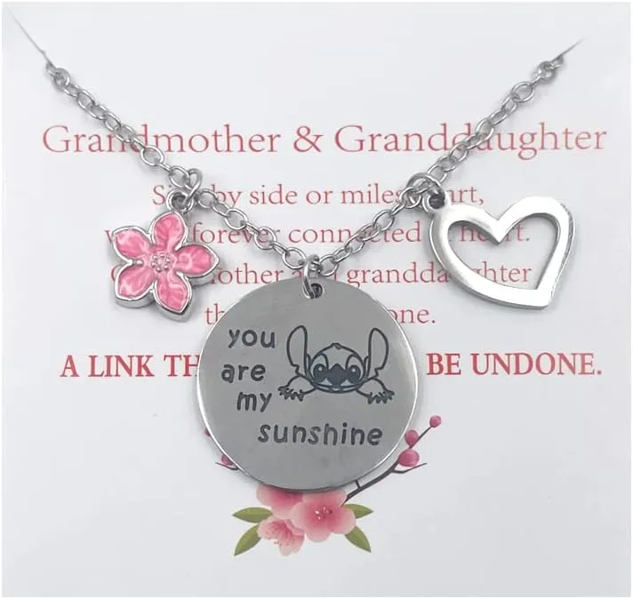 Todenb To My Granddaughter You are My Sunshine Necklace and Greeting Card Necklace from Grandma Jewelry Stuff Birthday Christmas New Year