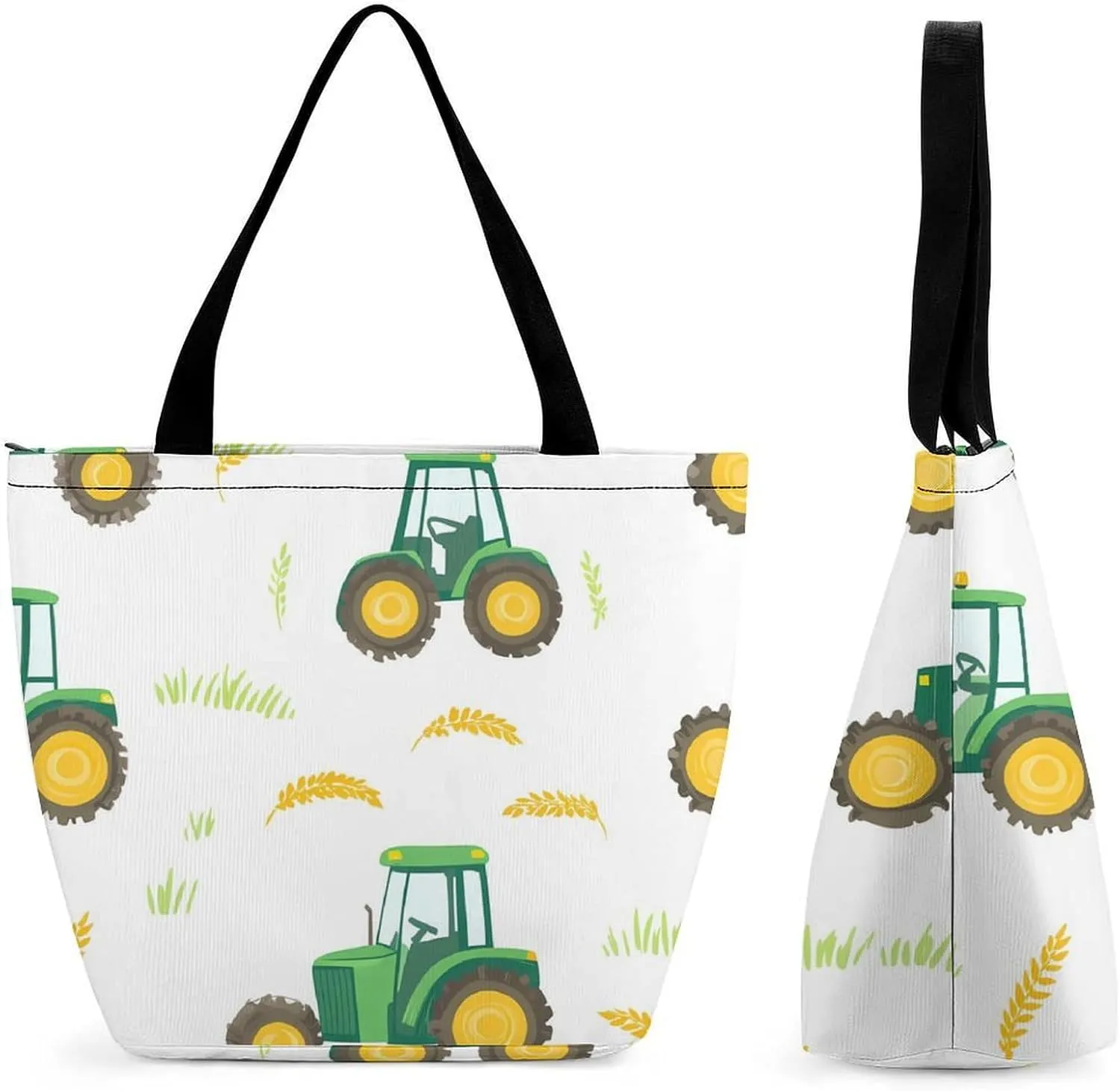 Tractors Farm Wheat Women's Shopping Grocery Tote Bag Handbags Large Shoulder Bags Work Business Travel