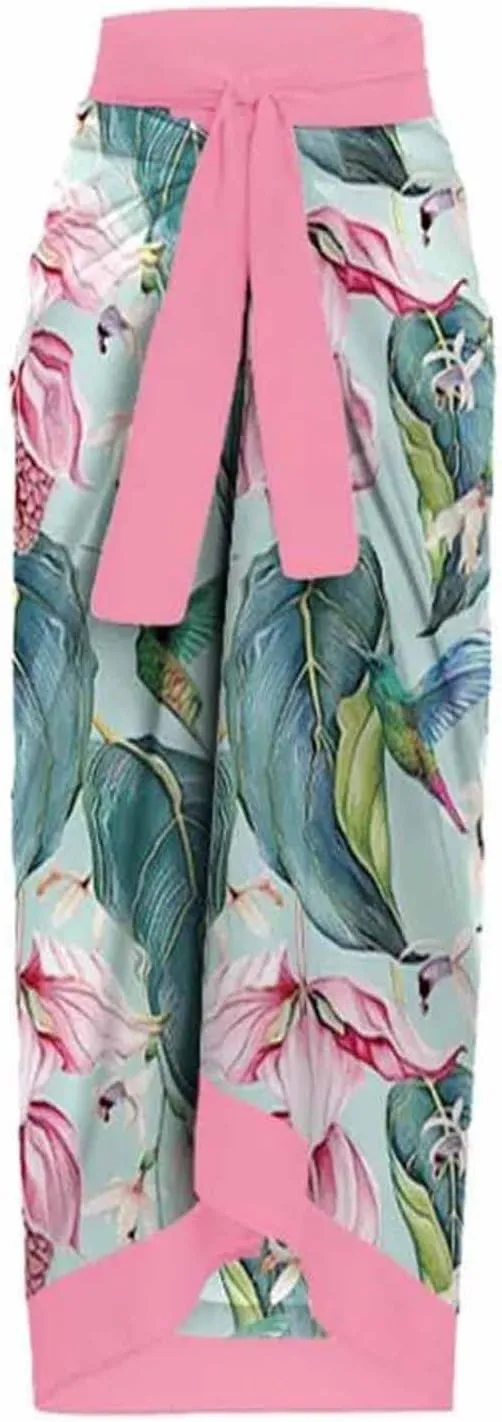Two Piece Bathing Suits for Women Tummy Control Swimsuit Beach Coverup Maxi Wrap Skirts High Waisted Bikini Tankini Set