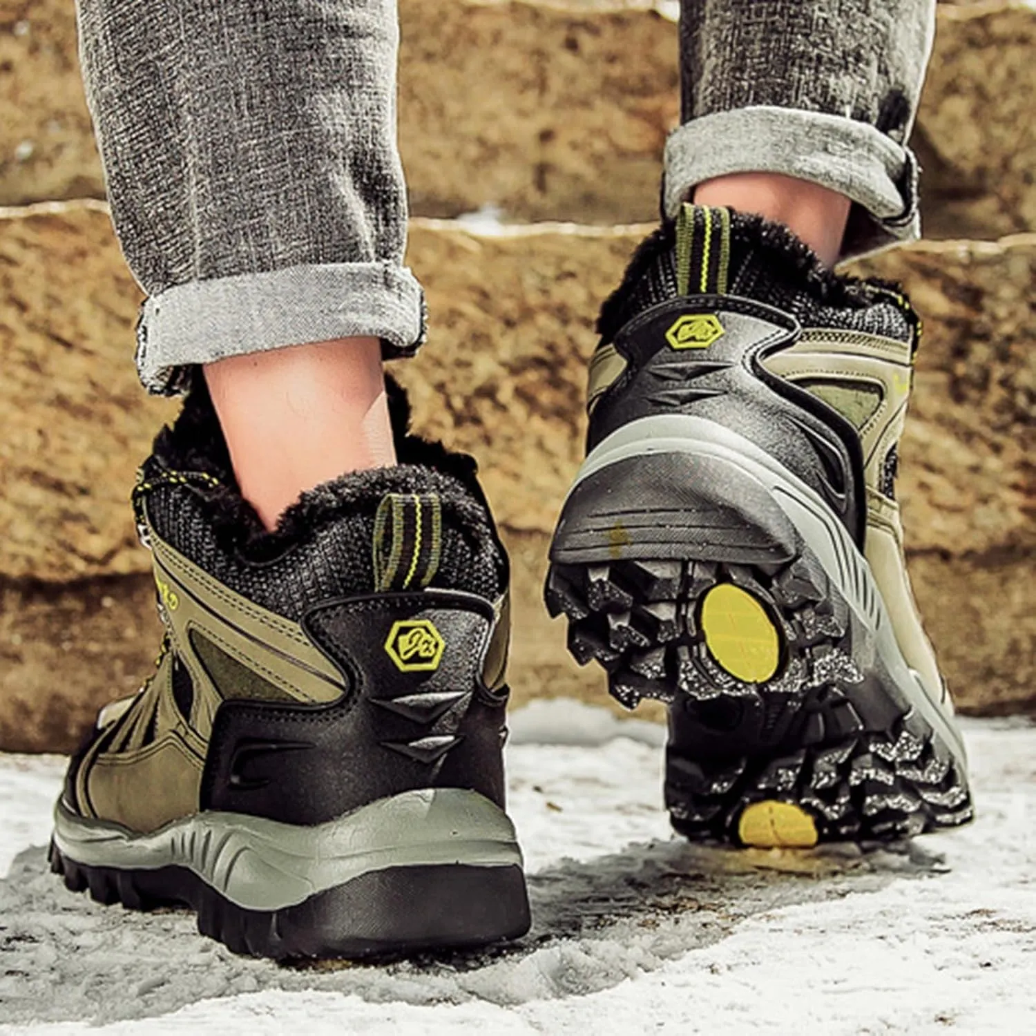 Unisex Warm Winter Ankle Boots,Lace Up Outdoor Cold Weather Hiking Snow Boots for Men,Comfortable Breathable Winter Sneakers for Men,Slip Resistant