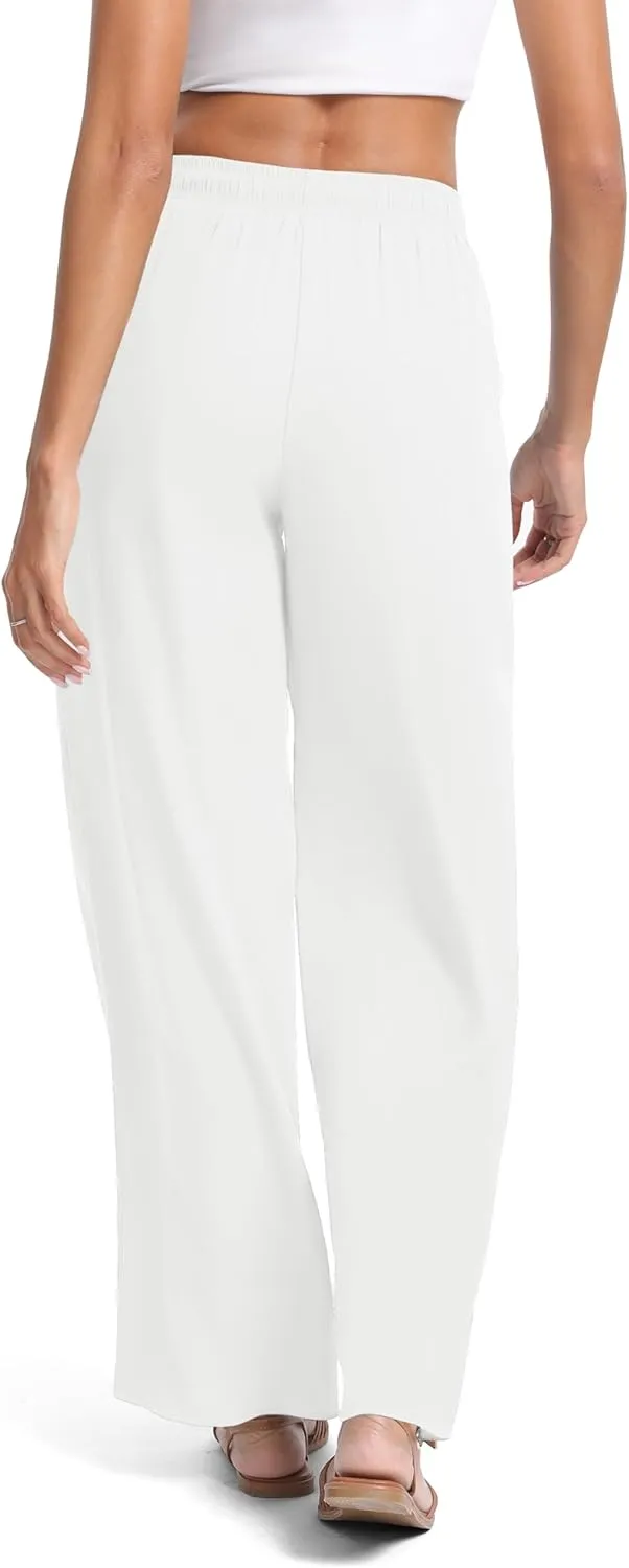 Urban CoCo Women's Lightweight Wide Leg Pants Elastic Waist Loose Office Casual Palazzo Trousers for Spring Summer