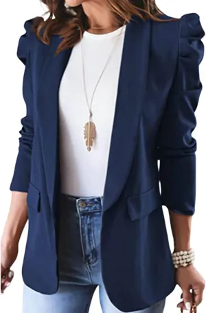 utcoco Womens Open Front Blazers Casual Business Padded Shoulder Long Sleeve Suit Jacket