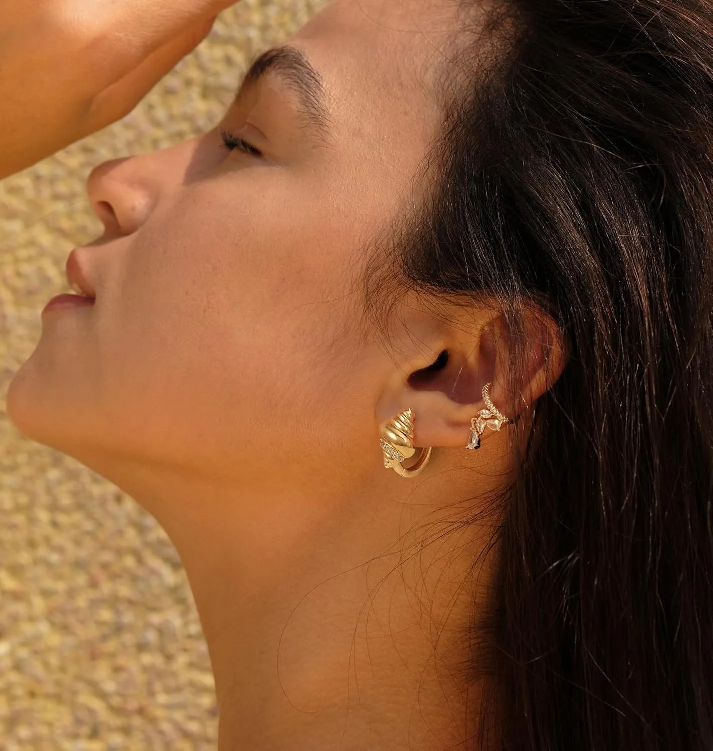 VACRONA Gold Hoop Earrings Huggie Earrings for Women 14k Gold Plated Small Hoops Green Snake Shell Beaded Earrings Hypoallergenic Jewelry Gift