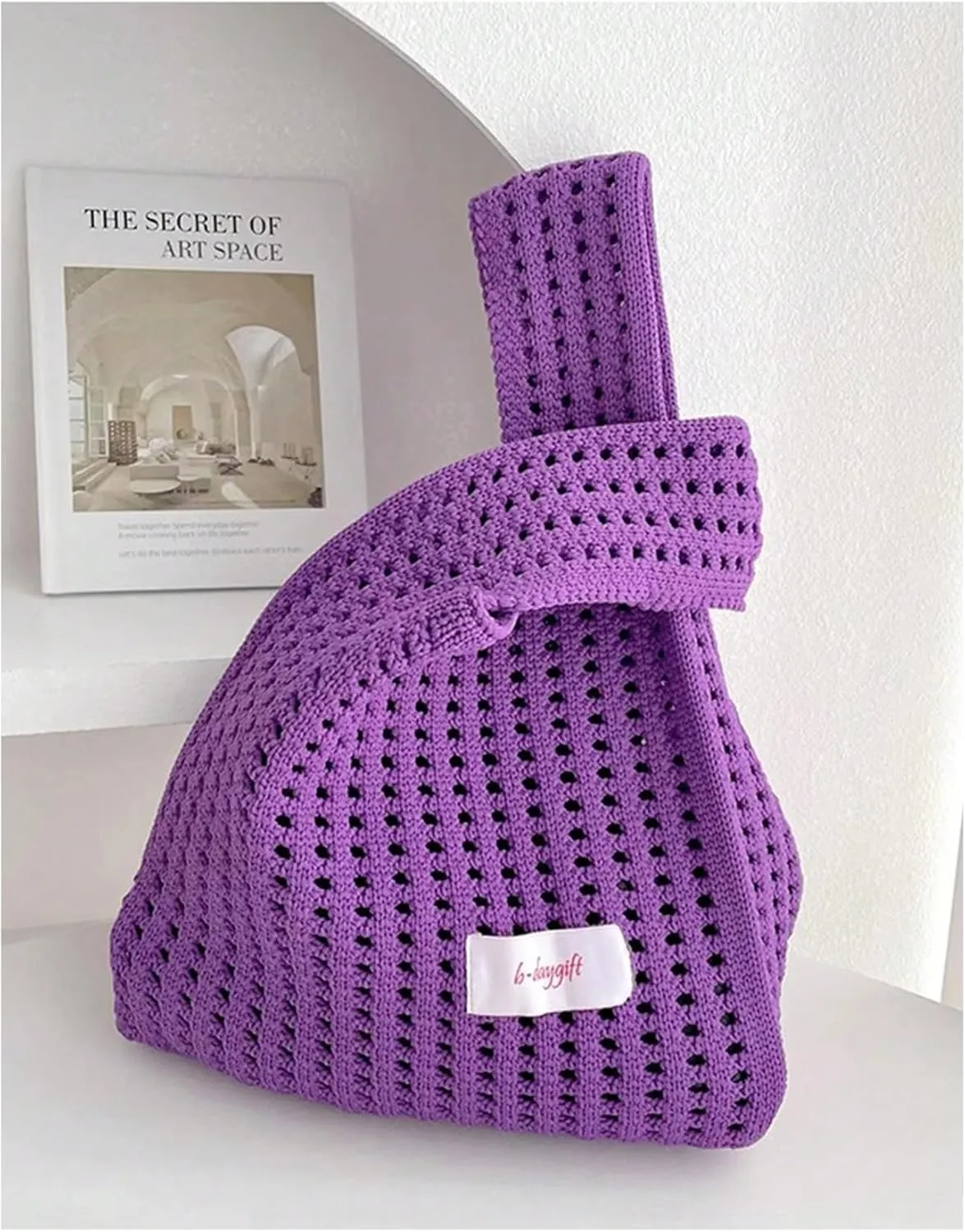 Verdusa Women's Hollow Out Knit Handbag Casual Solid Crochet Purse Bags