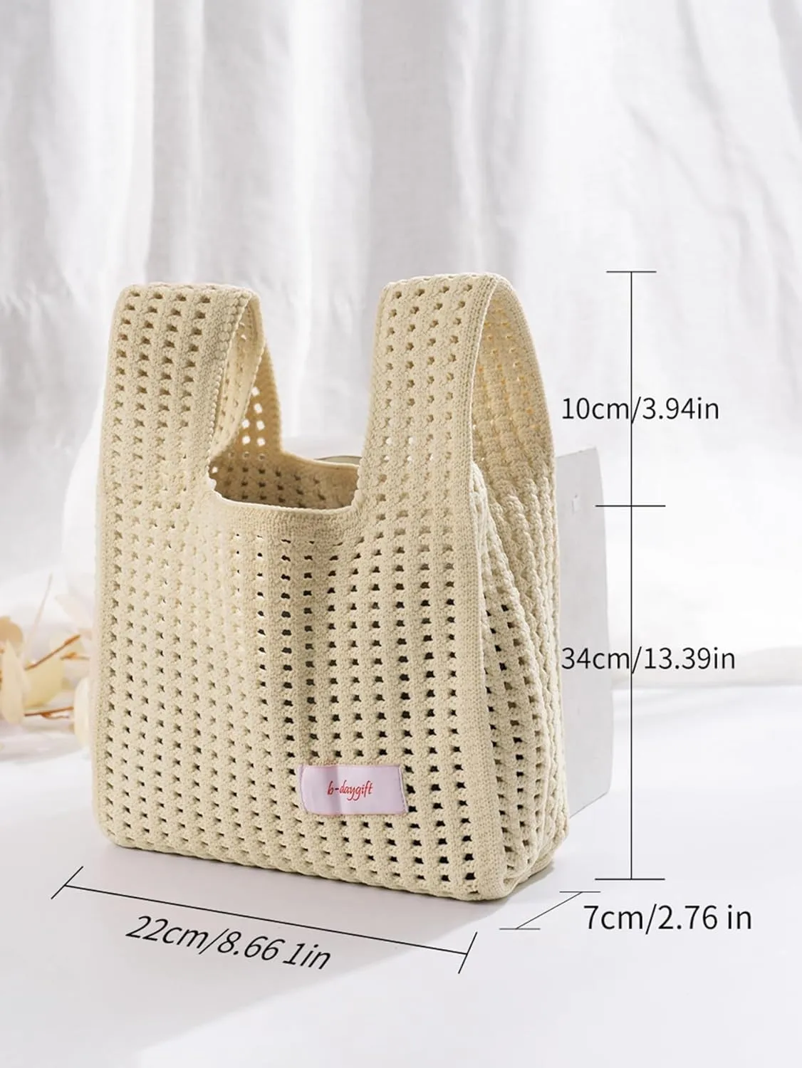 Verdusa Women's Hollow Out Knit Handbag Casual Solid Crochet Purse Bags