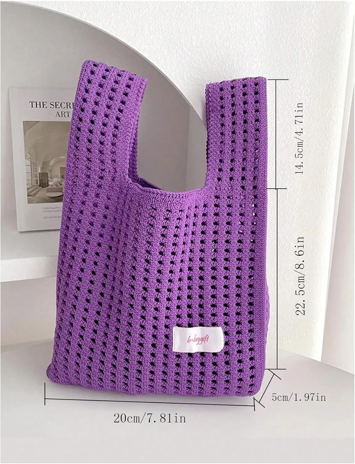 Verdusa Women's Hollow Out Knit Handbag Casual Solid Crochet Purse Bags