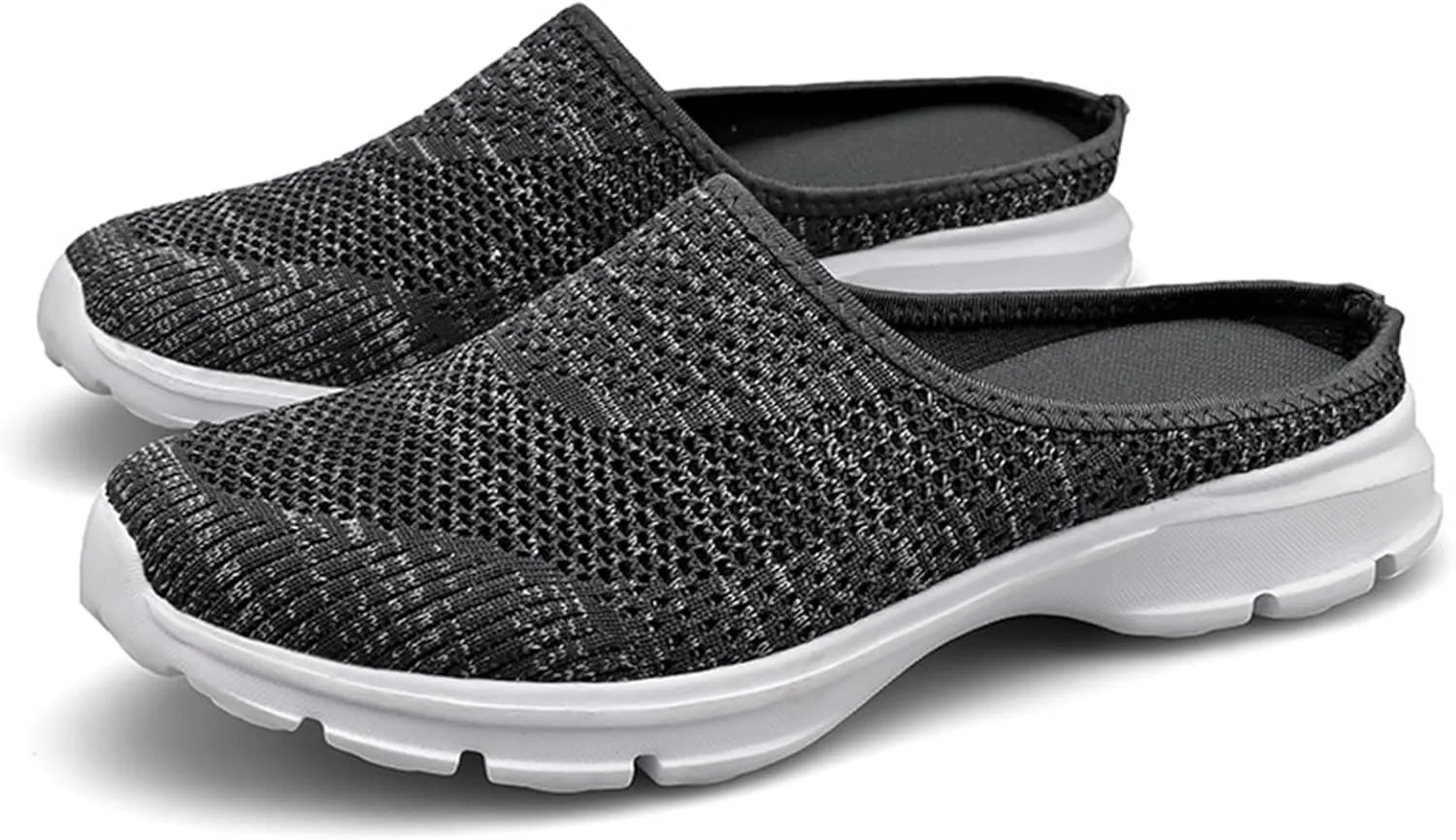 Walking Mules for Women Summer Breathable Mesh Hollow Out Closed Toe Open Back Slip On Sliipers Casual Lightweight Comfortable Outdoor Flats Shoes with Arch Support