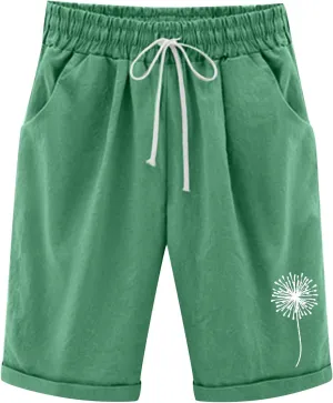 White Shorts for Woman Plus Size High Waisted Shorts Lacing Beach Workout Pocket Five Point Pants White Shorts for