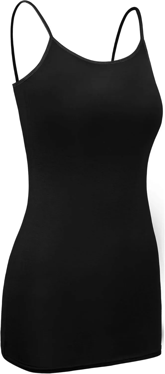 WILLBOND 3 Pieces Women Basic Long Tanks Adjustable Spaghetti Strap Camisole Top
