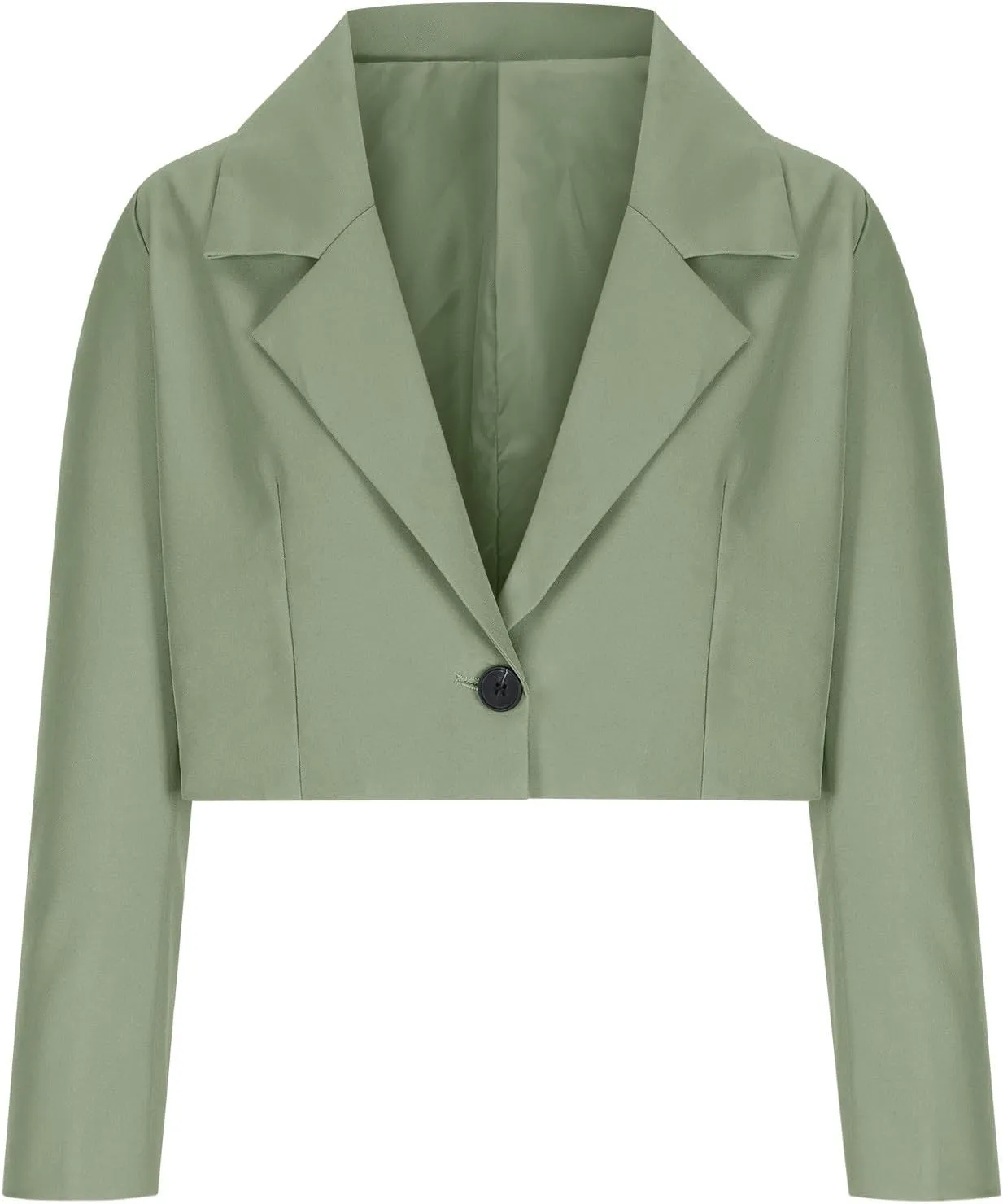 Wkishenl Women Cropped Blazers Fashion Business Long Sleeve Jackets Casual Nocth Lapel Open Front Blazer Solid Work Suits