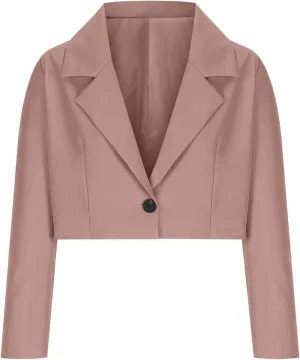 Wkishenl Women Cropped Blazers Fashion Business Long Sleeve Jackets Casual Nocth Lapel Open Front Blazer Solid Work Suits