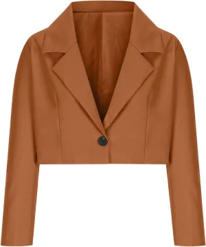 Wkishenl Women Cropped Blazers Fashion Business Long Sleeve Jackets Casual Nocth Lapel Open Front Blazer Solid Work Suits