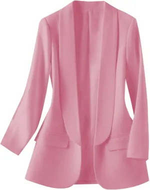 Women Business Casual Blazer Jacket Shawl Collar Long Sleeve Blazers Coat Slim Fit Work Office Outerwear Suit Jacket