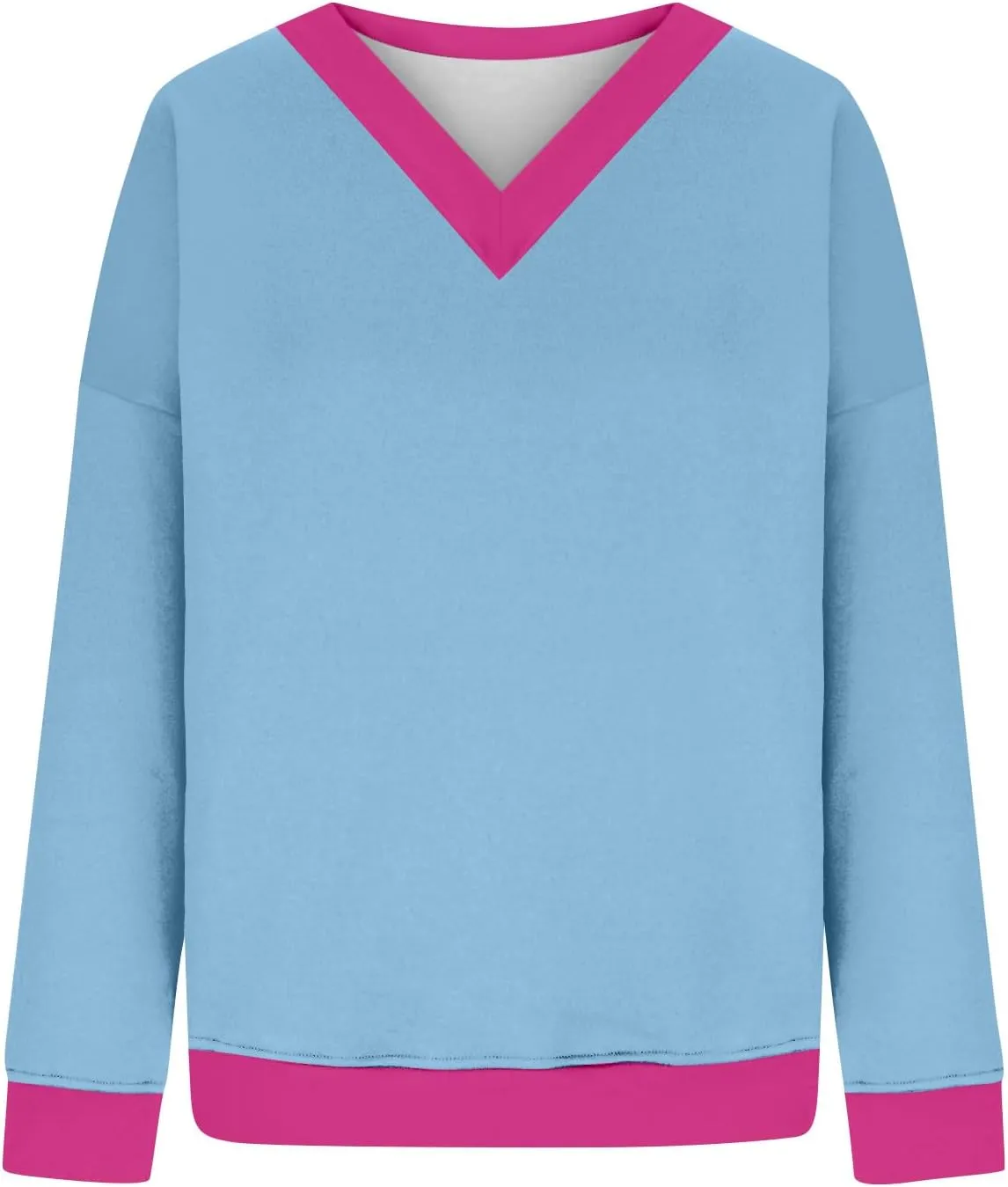Women Color Block Graphic Sweatshirts Baggy V Neck Oversized Sweatshirt Lightweight Drop Shoulder Y2K Trendy Pullover