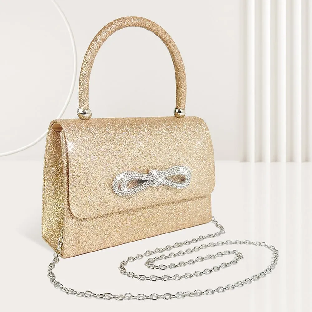 Women Evening Bag Glitter Rhinestone Clutch Purse Sparkly Top Handle Bag Mini Square Bag Wedding Party Prom Purse