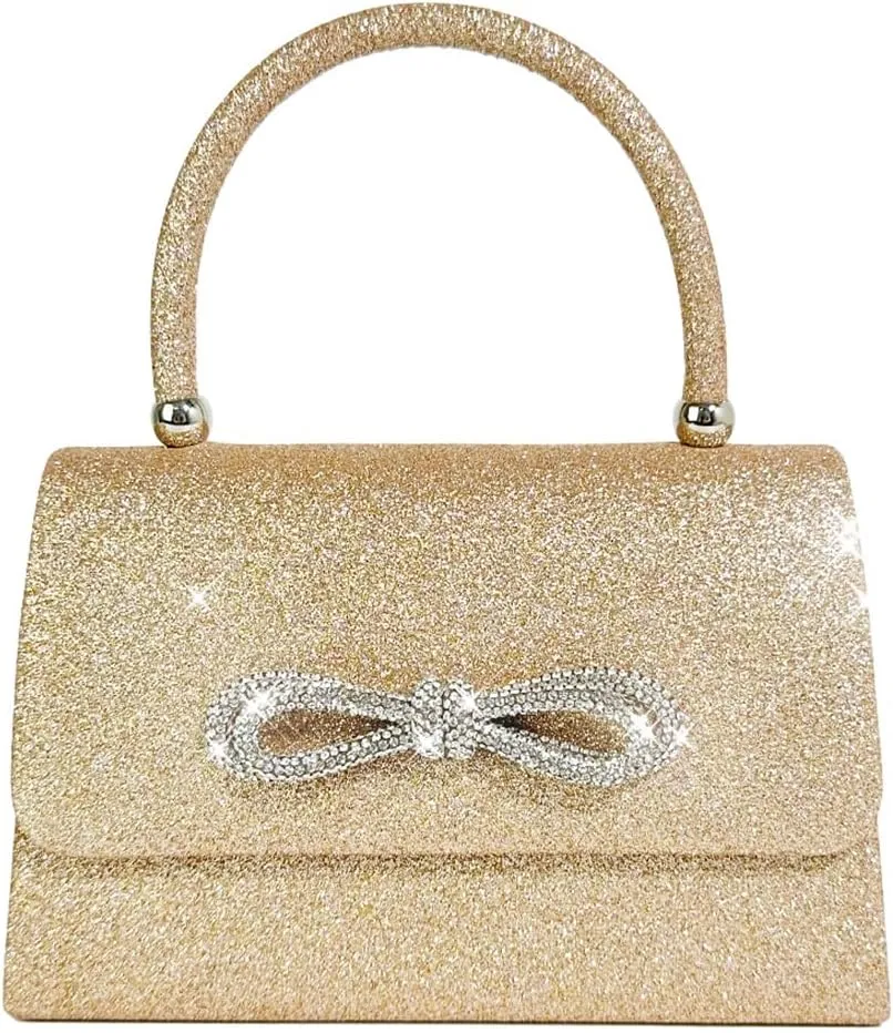Women Evening Bag Glitter Rhinestone Clutch Purse Sparkly Top Handle Bag Mini Square Bag Wedding Party Prom Purse