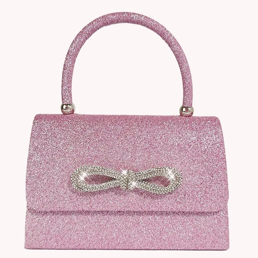 Women Evening Bag Glitter Rhinestone Clutch Purse Sparkly Top Handle Bag Mini Square Bag Wedding Party Prom Purse