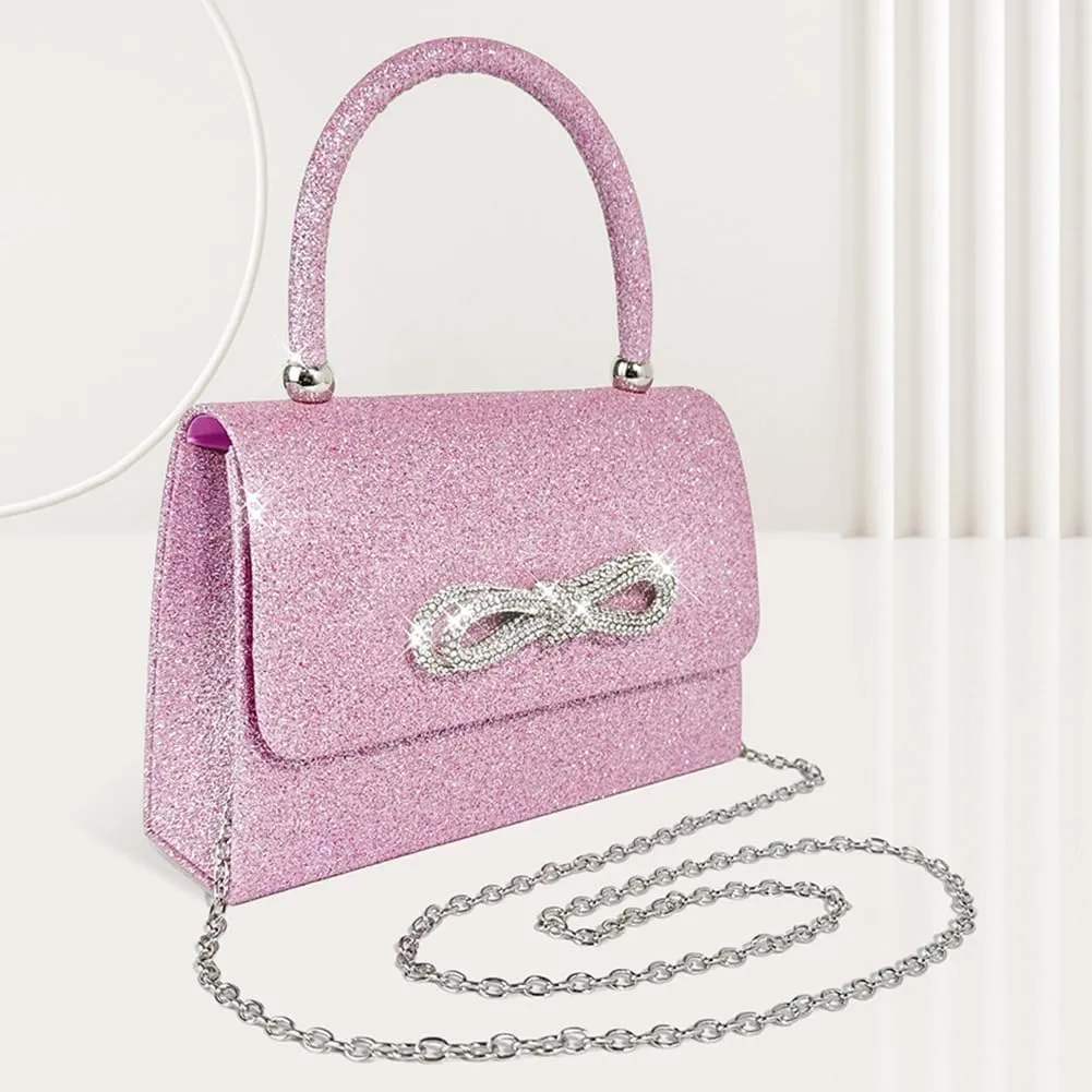 Women Evening Bag Glitter Rhinestone Handbag Sparkly Top Handle Bag Mini Square Bag Wedding Party Prom Purse