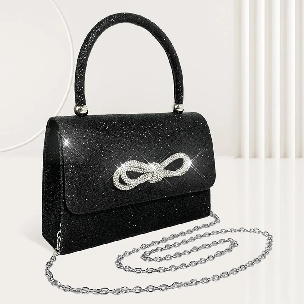 Women Evening Bag Glitter Rhinestone Handbag Sparkly Top Handle Bag Mini Square Bag Wedding Party Prom Purse