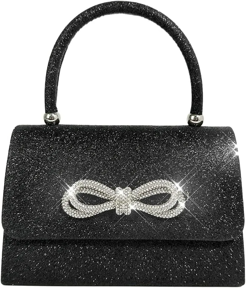 Women Evening Bag Glitter Rhinestone Handbag Sparkly Top Handle Bag Mini Square Bag Wedding Party Prom Purse
