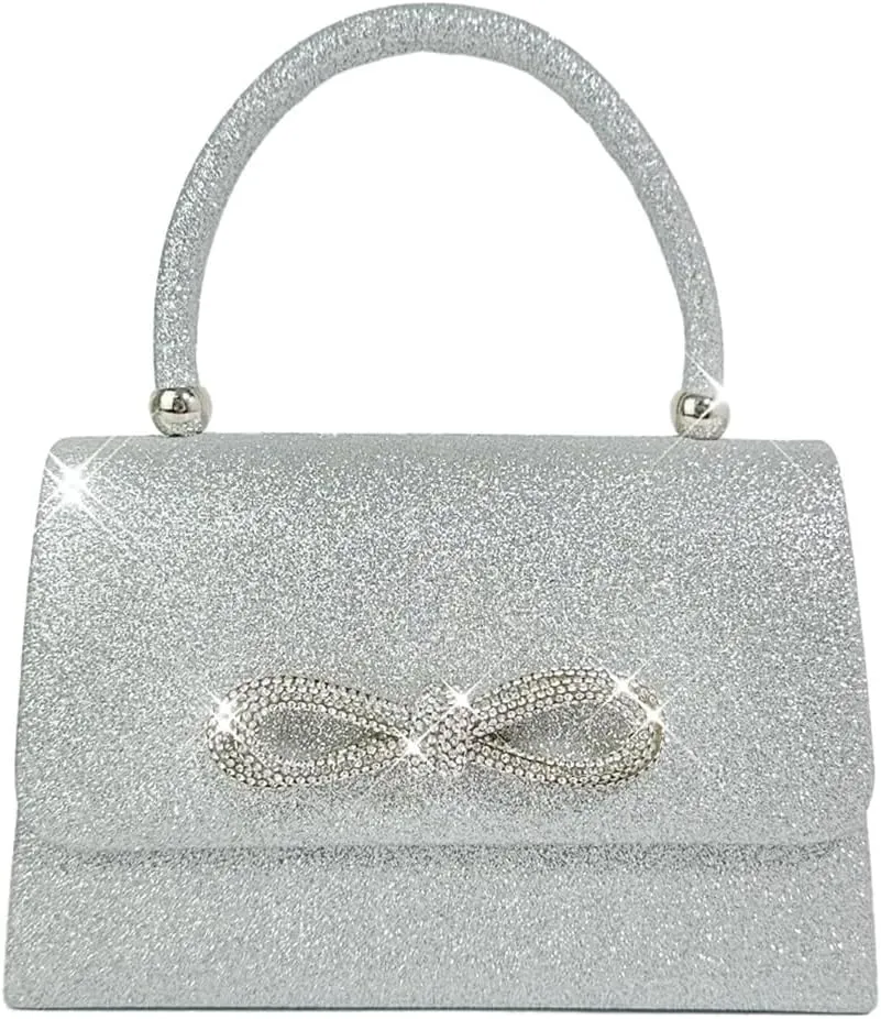 Women Evening Bag Glitter Rhinestone Handbag Sparkly Top Handle Bag Mini Square Bag Wedding Party Prom Purse