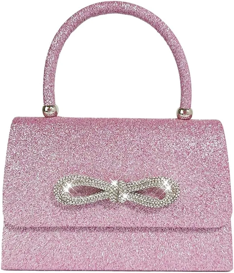 Women Evening Bag Glitter Rhinestone Handbag Sparkly Top Handle Bag Mini Square Bag Wedding Party Prom Purse