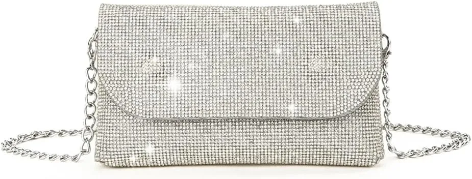 Women Evening Clutch Bag Glitter Handbag Shoulder Crossbody Bags Wedding Prom Party Purse with Detachable Chain