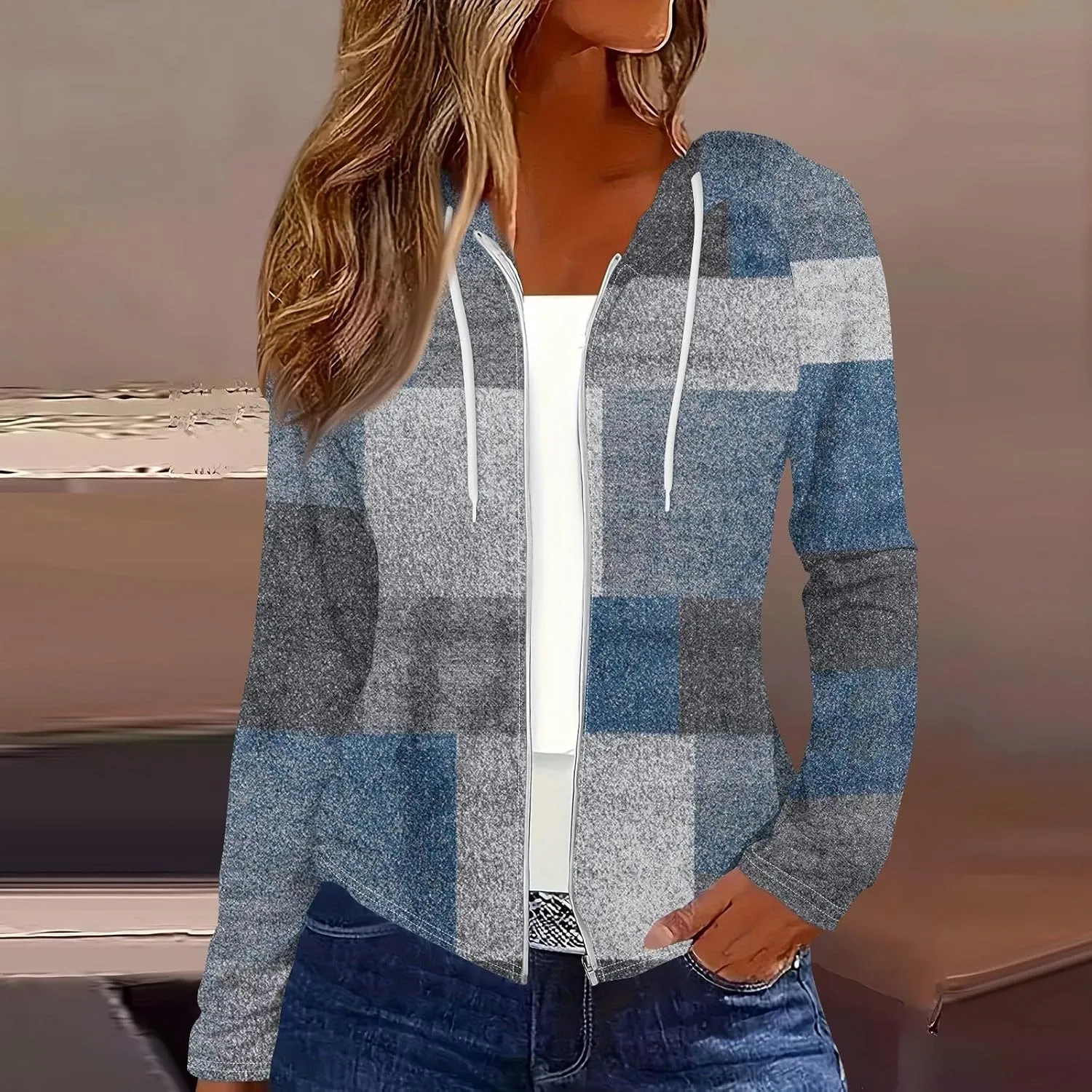 Women Oversized Fall Winter Hoodie Coats Long Sleeve Crew Neck Full Zip Up Trendy Casual Sweatshirt Jackets Tops