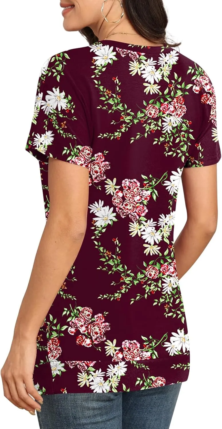 Womens 2025 Casual Summer Short Sleeve Tops Crew Neck T Shirts