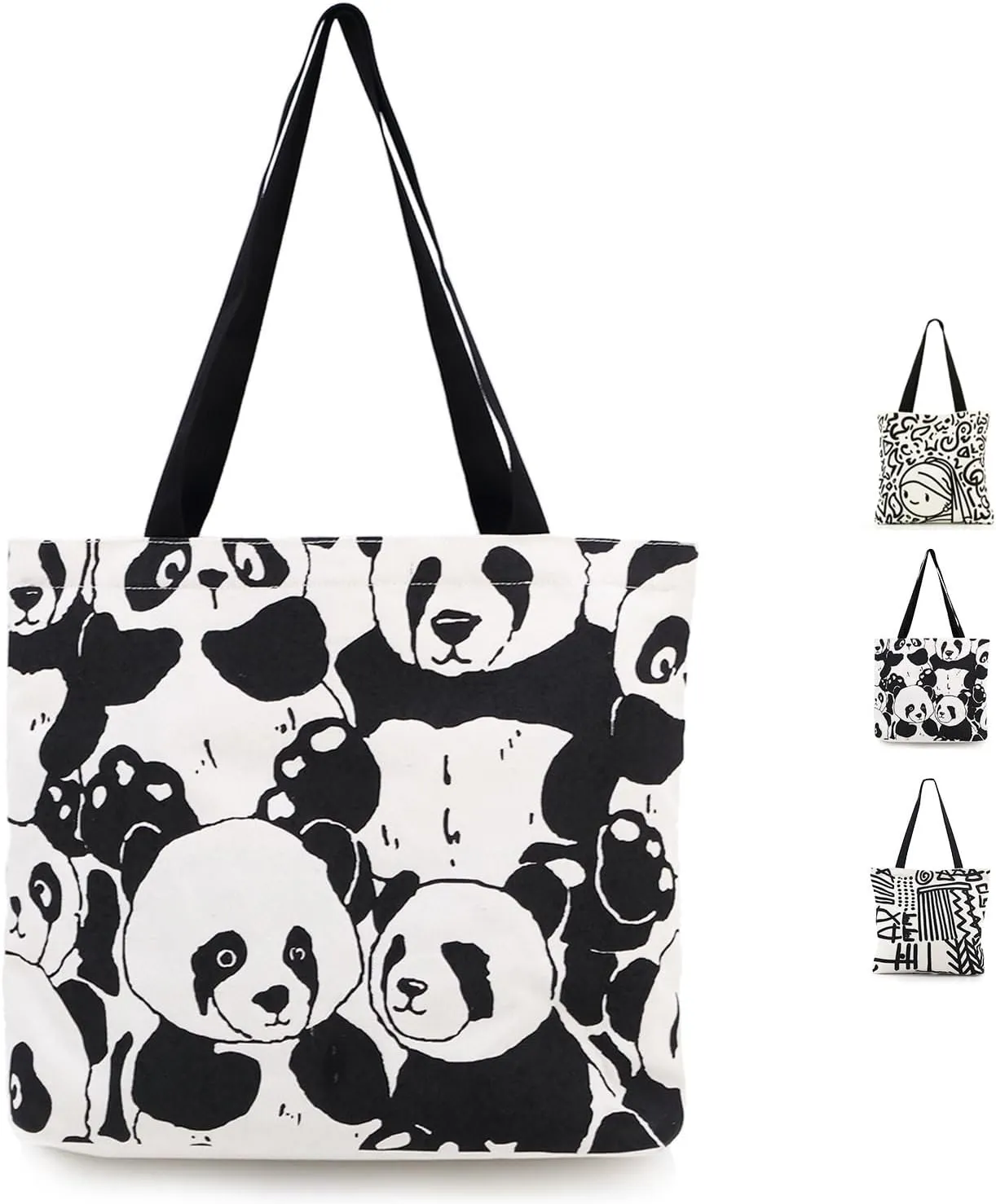Women's Canvas Bag, Aesthetic Handbags with Zipper Travel Shoulder Bags Shopping Handbags with Inner Pockets