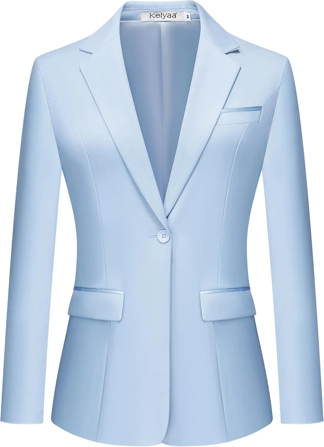 Women's Casual Business Blazer Notched Lapel One Button Open Front Long Sleeve Blazers Office Work Suit Jackets