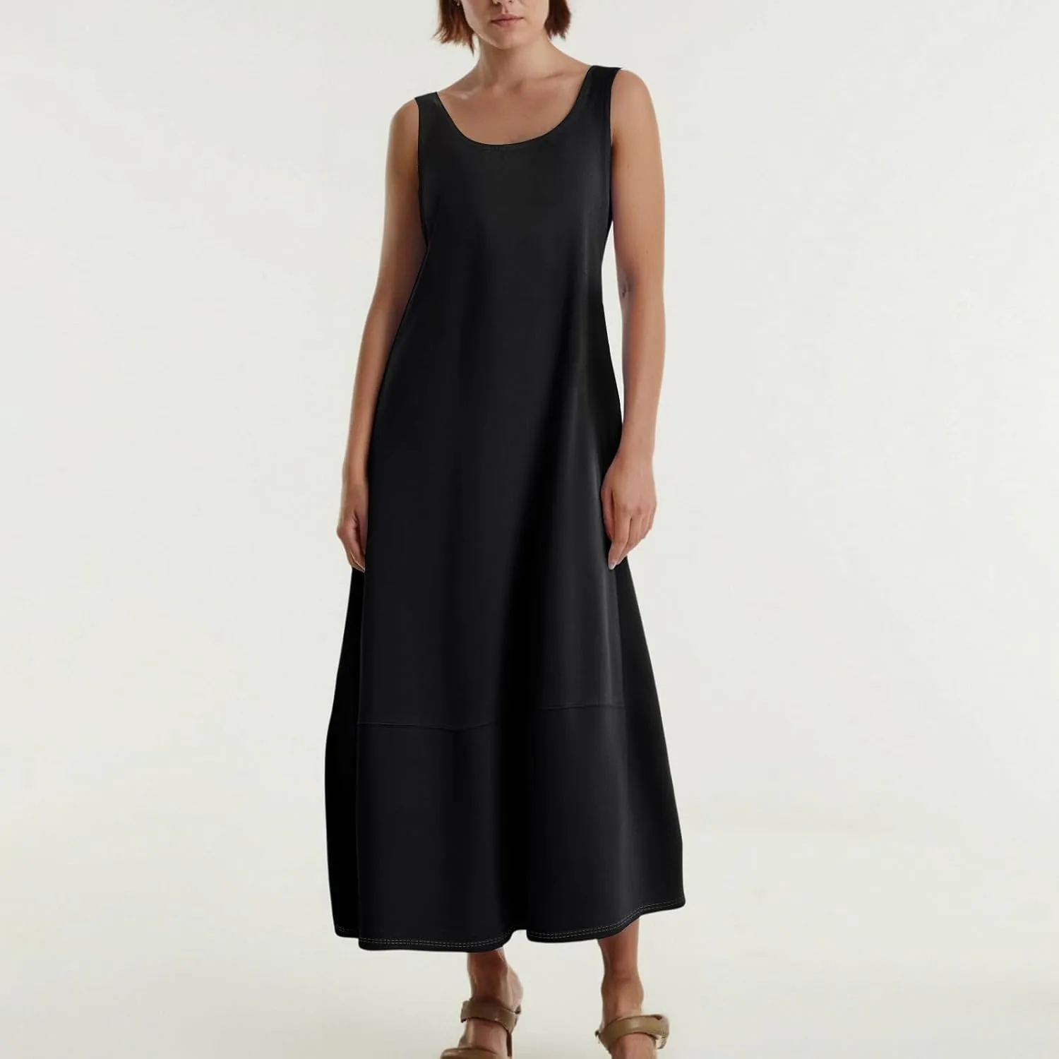 Women's Casual Maxi Sundress 2025 Summer Beach Dress Scoop Neck Sleeveless Loose Tank Dress
