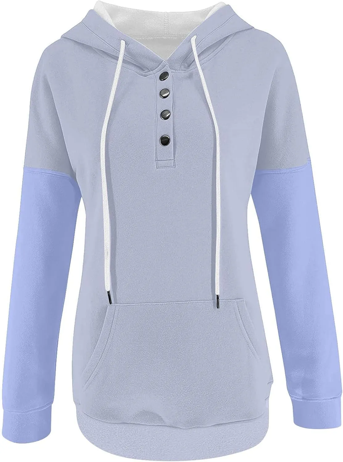 Women's Casual Oversized Hoodies Color Block Long Sleeve Sweatshirt Drawstring Hooded Large Pocket Pullover Top