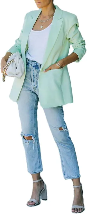 Women's Casual Slim Blazer Jackets Long Sleeve Lapel Button Work Office Open Front Professional Top Suit Jacket