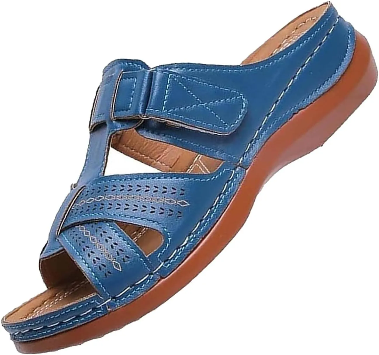 Women's Cushioned Slip-On Slide Sandal Womens Casual Slip on Summer Wedge Sandal Arch Support Casual Sandals