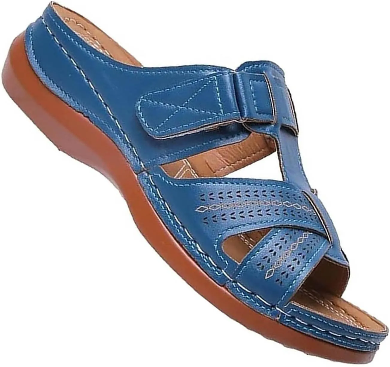 Women's Cushioned Slip-On Slide Sandal Womens Casual Slip on Summer Wedge Sandal Arch Support Casual Sandals