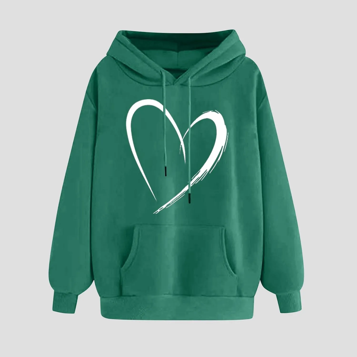 Womens Cute Heart Hoodies Graphic Pullover Fall Fashion Hooded Drawstring Sweatshirt Teen Girls Long Sleeve Sweater