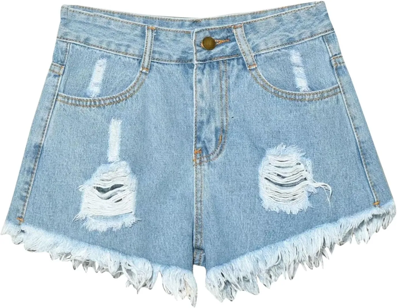 Womens Denim Shorts High Waisted Ripped Distressed Jean Shorts Plus Size Frayed Raw Hem Casual Shorts with Pockets