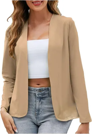 Women's Lightweight Open Front Cardigan Blazer Dressy Casual Long Sleeve Business Trendy Fall Spring Coats Plus Size