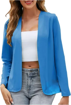 Women's Lightweight Open Front Cardigan Blazer Dressy Casual Long Sleeve Business Trendy Fall Spring Coats Plus Size