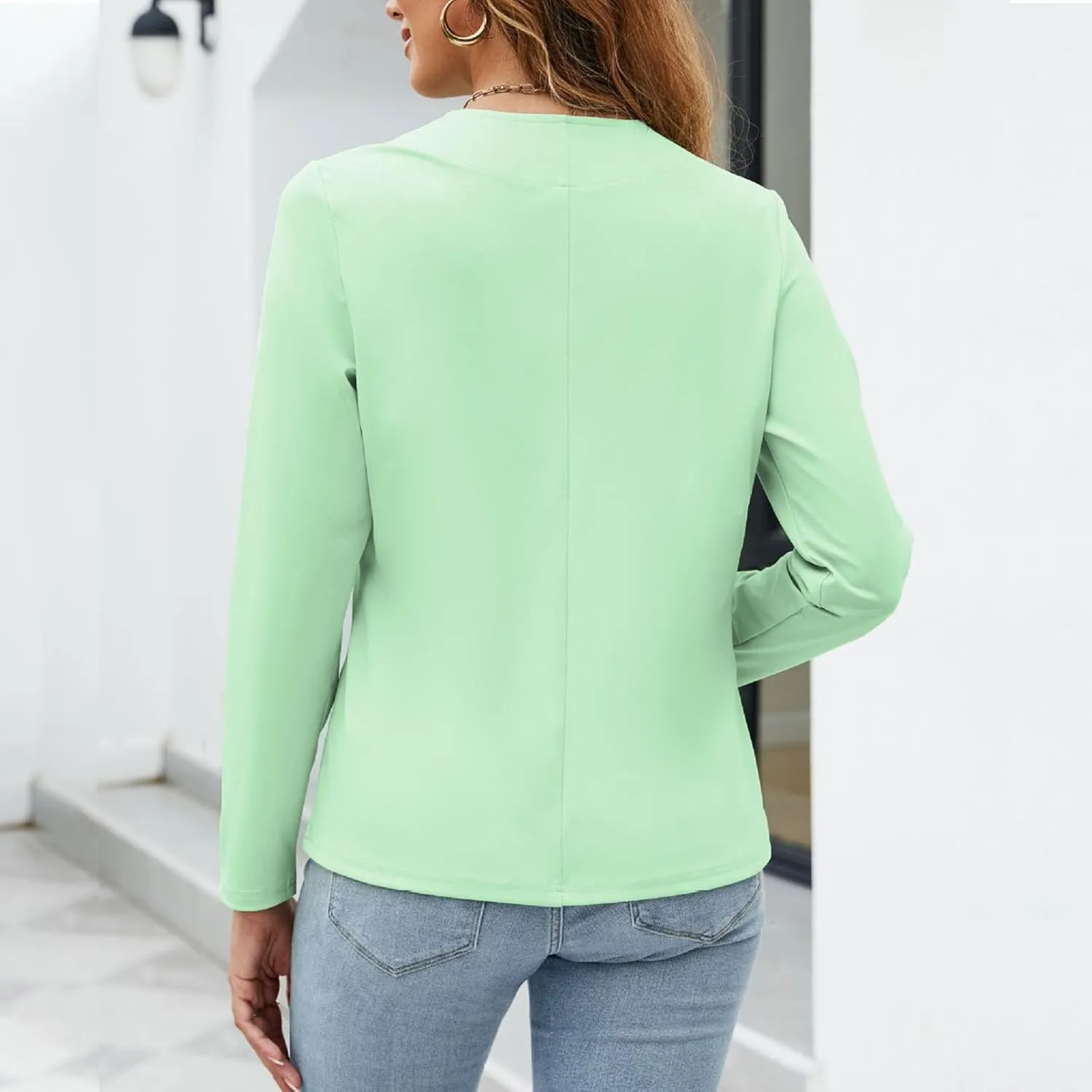 Women's Lightweight Open Front Cardigan Blazer Dressy Casual Long Sleeve Business Trendy Fall Spring Coats Plus Size