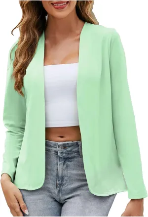 Women's Lightweight Open Front Cardigan Blazer Dressy Casual Long Sleeve Business Trendy Fall Spring Coats Plus Size