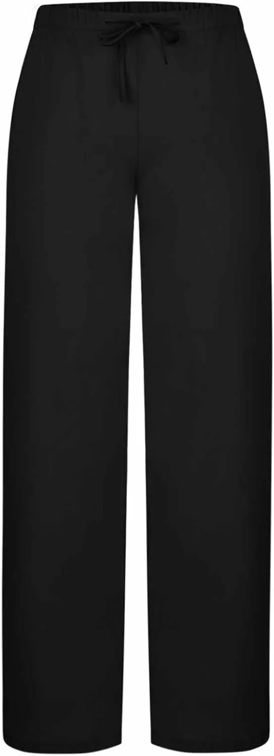 Women's Linen Casual High Waist Wide Leg Straight Dress Cotton Linen Pants Button Trousers Summer Outfits 2025 Trendy