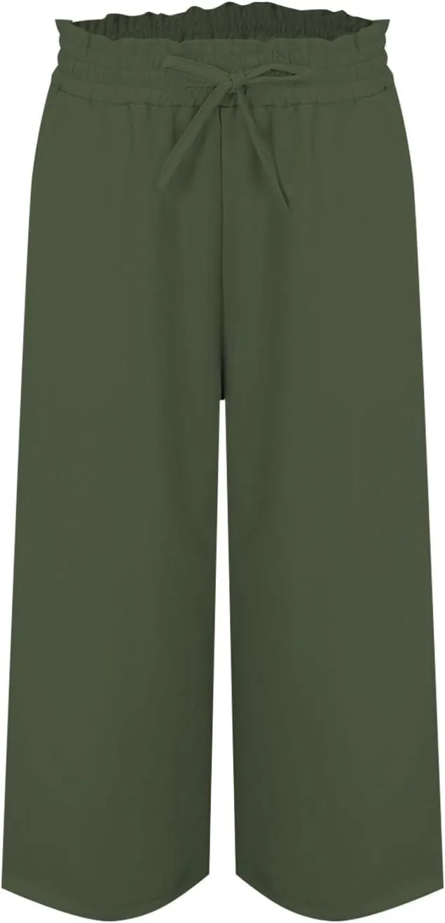 Women's Linen Pants High Waisted with Drawstring - Summer Lightweight Loose Trousers Elastic Waist with Pockets