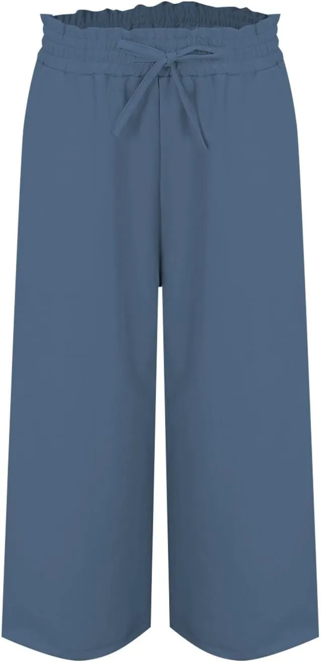 Women's Linen Pants High Waisted with Drawstring - Summer Lightweight Loose Trousers Elastic Waist with Pockets