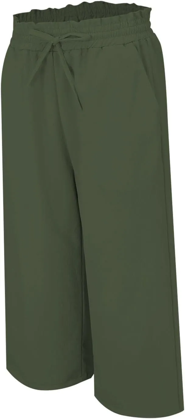 Women's Linen Pants High Waisted with Drawstring - Summer Lightweight Loose Trousers Elastic Waist with Pockets