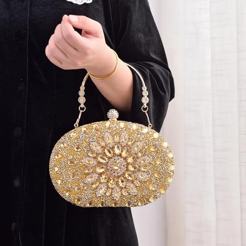 Women's Luxury Diamond Evening Bag Fashion Banquet Handbag Ladies Rhinestone Party Purse Clutch with Chain Bags