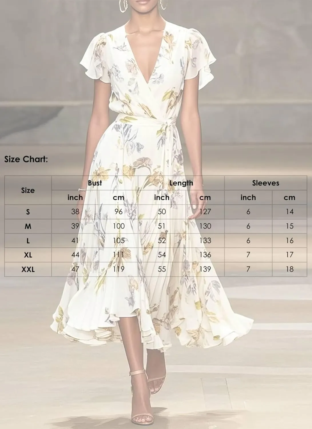 Womens Midi Dress Short Sleeve V-Neck Floral Print Wrap Flowy Elegant 2025 Spring Summer Casual Party Dress